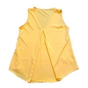 NWOT -Women’s Plus Size Yellow Semi Sheer V Neck Sleeveless Top Tunic Runs Small